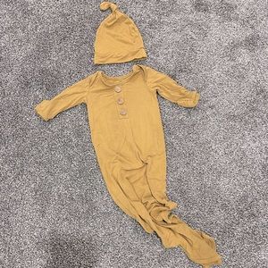 Caden Lane Golden Yellow Baby Gown and Hat